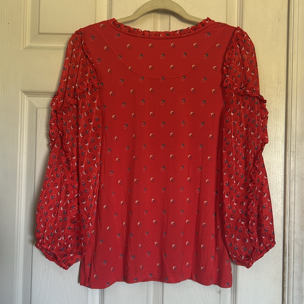 Maeve by Anthropologie printed knit top with sheer sleeves size medium - Picture 2 of 5